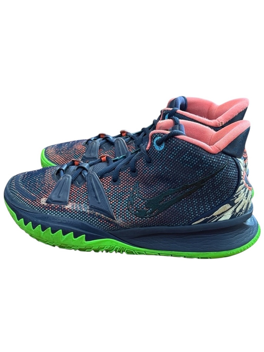 Nike Kyrie 7 Basketball Shoes Sz 8 Blue Green Zoom Air Sneakers Mens Guard Shoes - Picture 8 of 16